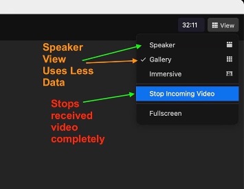stop incoming video in zoom