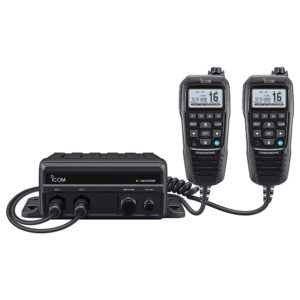 icom m410bb with two command mic ports and 1 included black commandmic